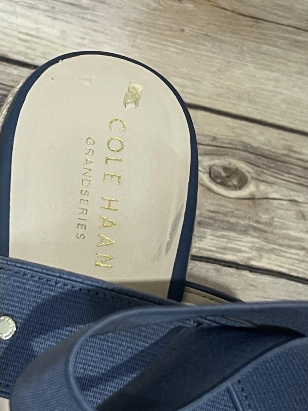 Cole Haan Sz 8.5 Cloudfeel Indigo Blue Wedge Espadrille Sandals - Picture 7 of 9